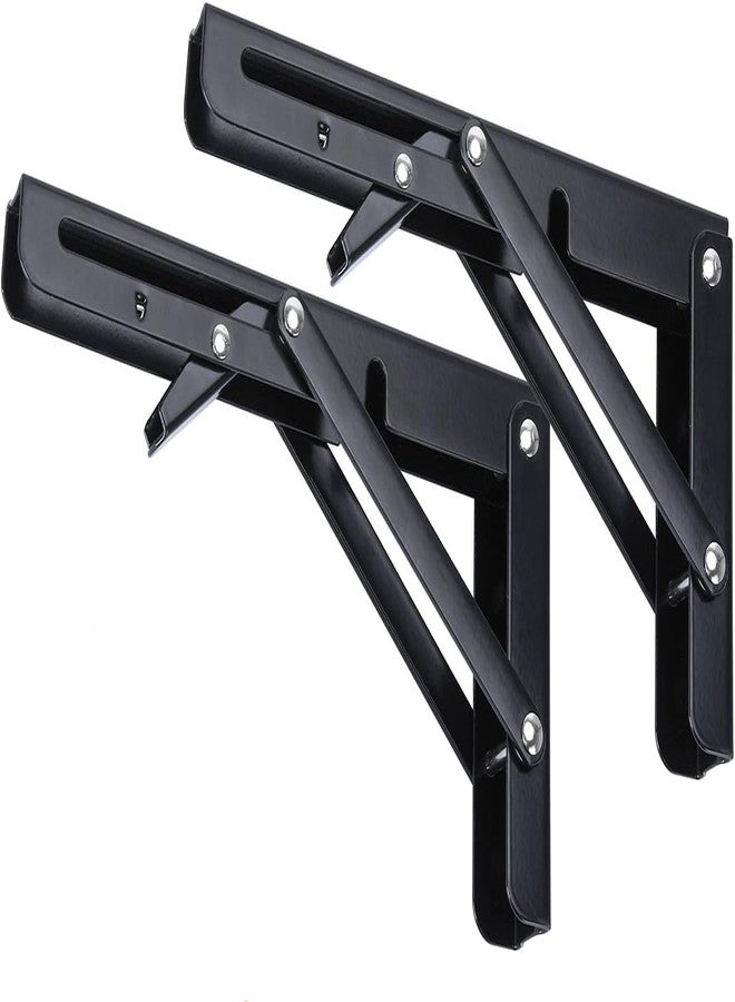 Hovico Folding Shelf Brackets, Heavy Duty Shelf Brackets Collapsible L Shelf Brackets, DIY Wall Mounted Folding Table Hinge, Space Saving for Bench Table with Screws ((16 INCH-40CM)) - Image 1
